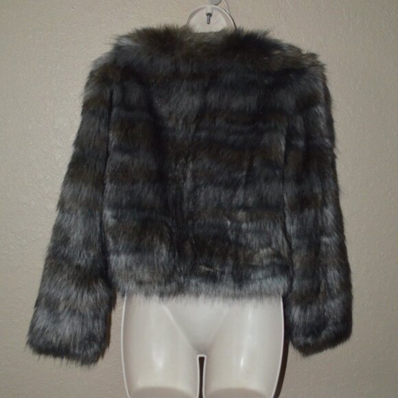 NWT $388 Sz S Ramy Brook Gray Vintage Faux Fur Cropped Jacket - Picture 4 of 6